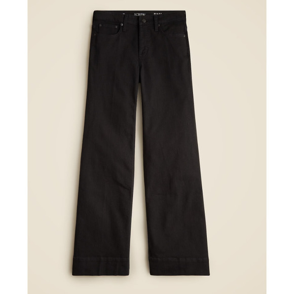 J.Crew Low Rise Denim Trouser 1996 semi-stretch Wide Leg Jean Black 29P NWT - Picture 4 of 9